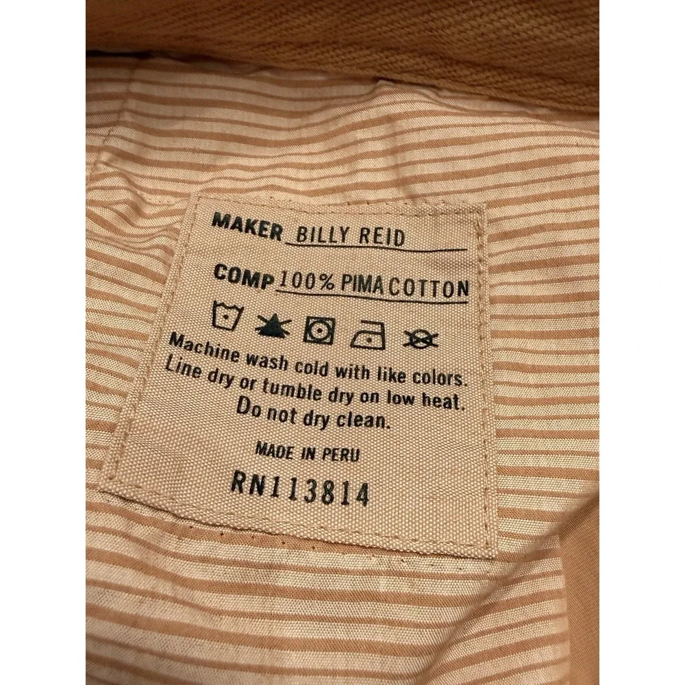 Billy Reid Chino Pants 100% Pima Cotton Peach Coastal Preppy Pastel 38x34